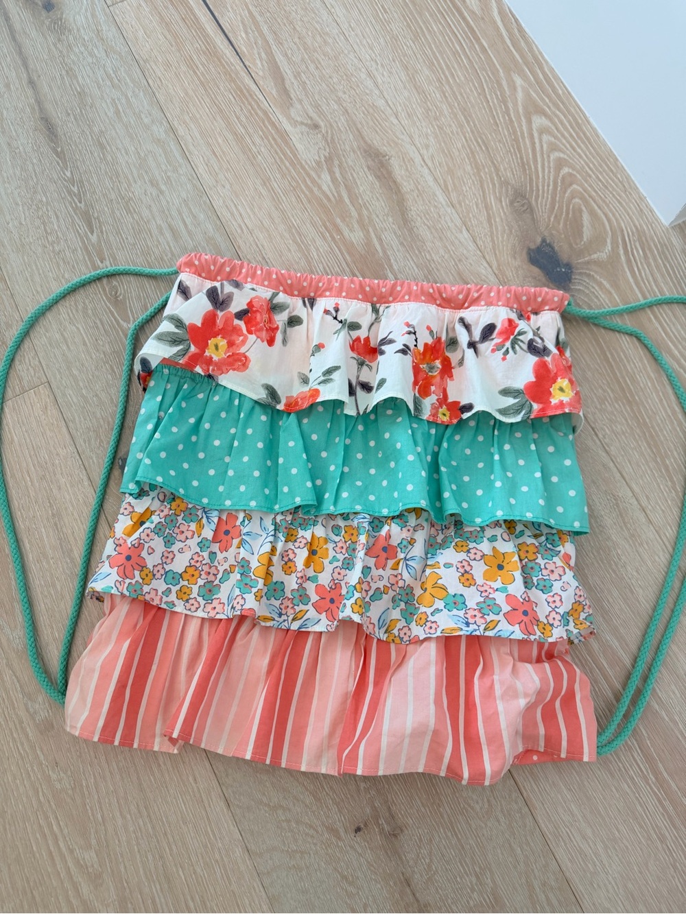 Matilda Jane back pack small. Joan Gaines collab .Tiered Ruffle  in Coral & Teal